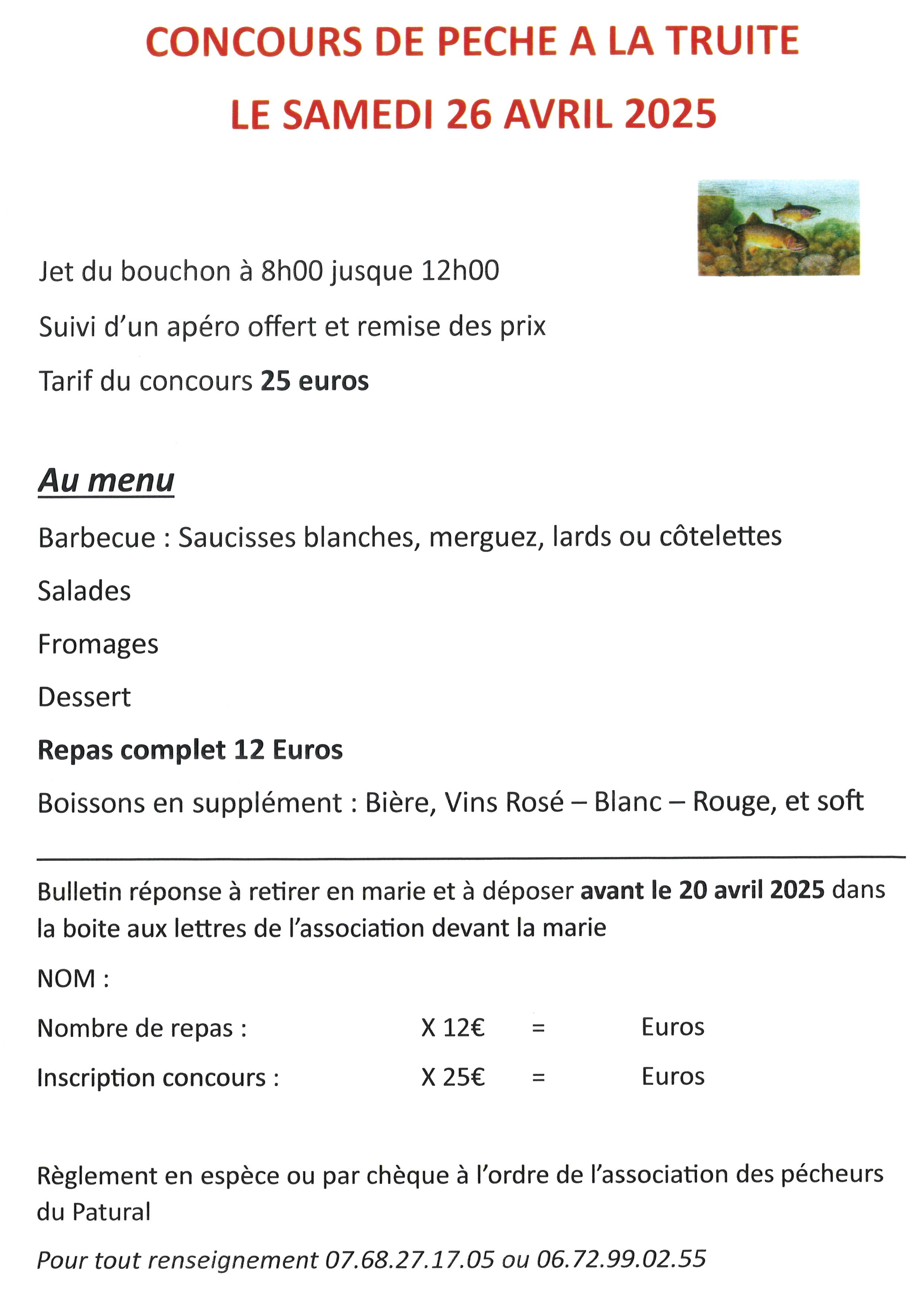 Concours de pêche à la truite 2025